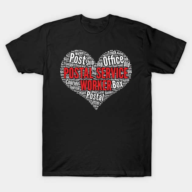 Postal service worker Heart Shape Word Post Office design T-Shirt by theodoros20